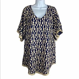 Umgee Crochet Lined Tunic Blue Size Medium
